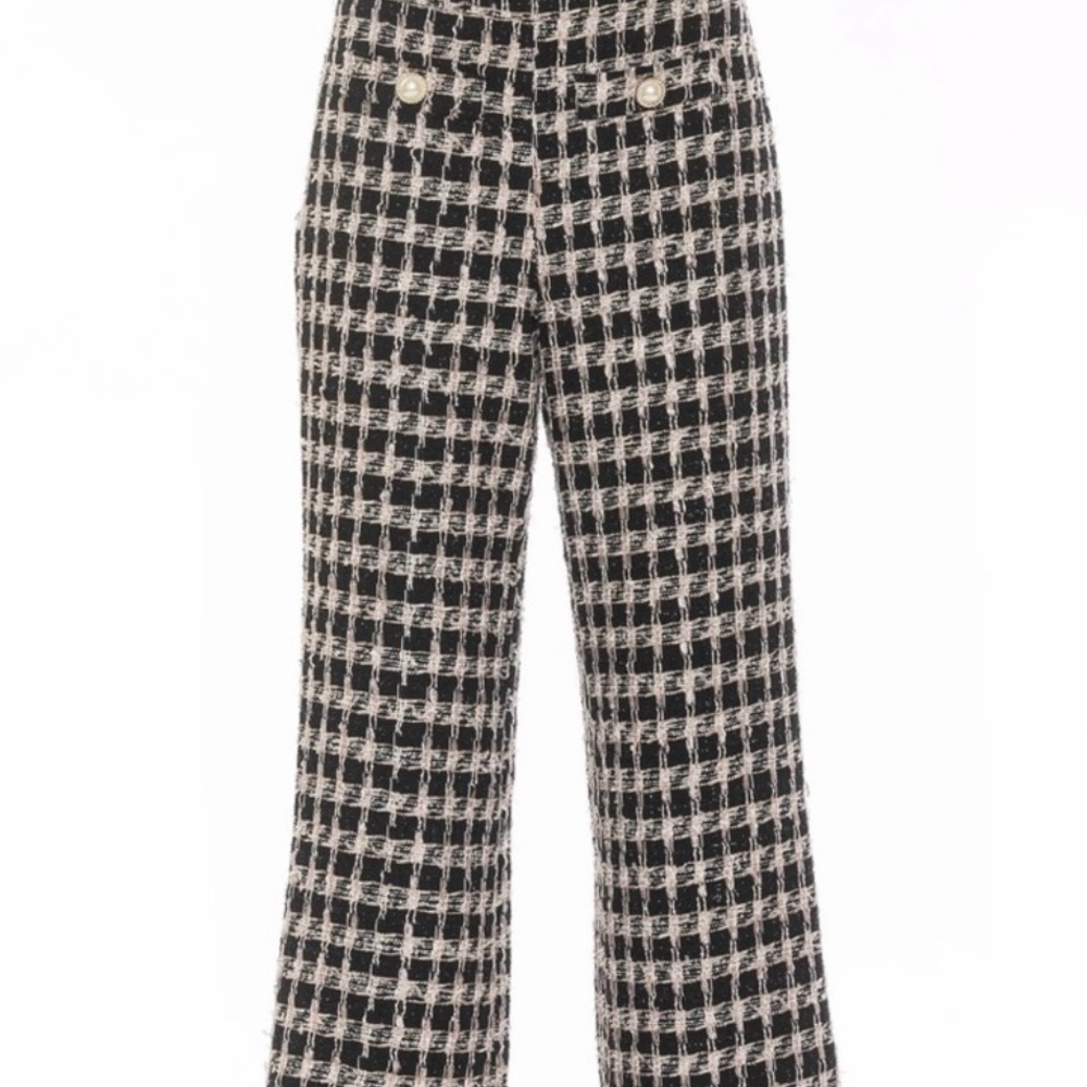 Chic Black and White Plaid Women's Pants